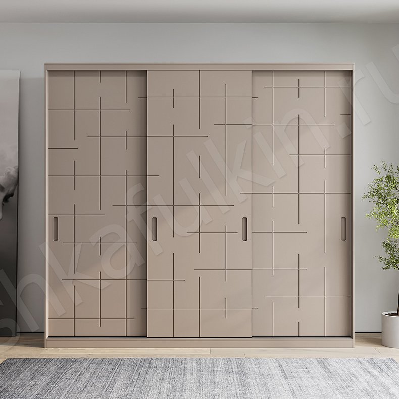 Изображение Шкаф-купе Гаскони Серый Светлые Коричневый Современный 3х створчатые Гостиная Для вещей 2