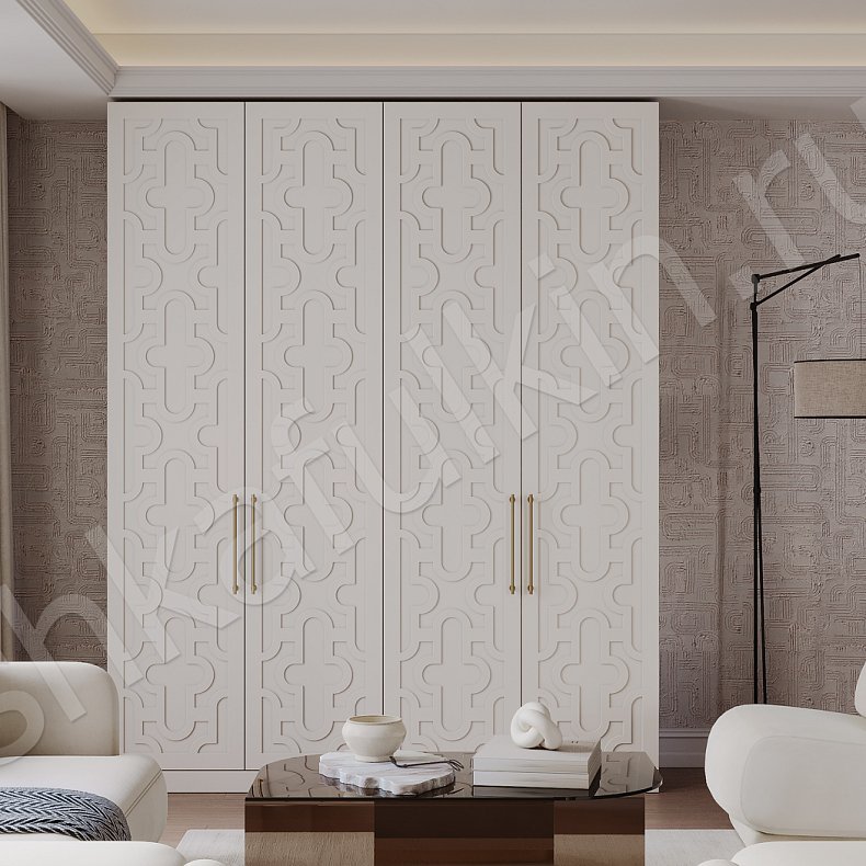 Шкаф Барби 4 двери Белый Неоклассика 4х створчатые Гостиная Для вещей 1