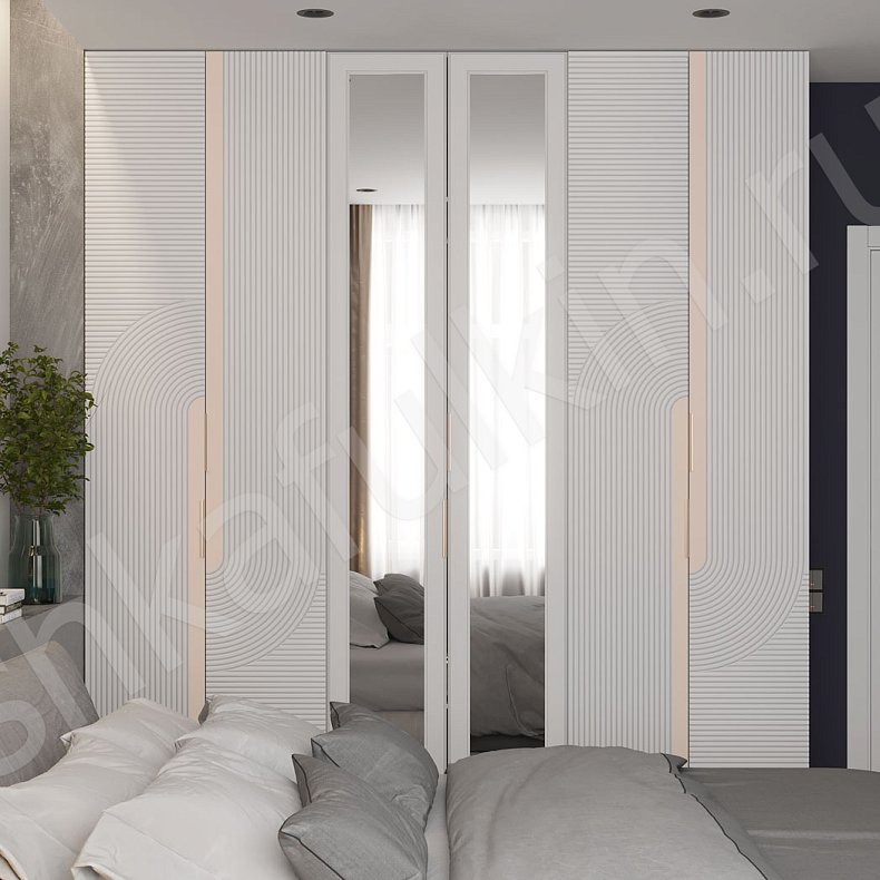 Шкаф Зингер Белый Цветной Светлые Зеленый Современный 6и створчатые Спальня Для вещей 3