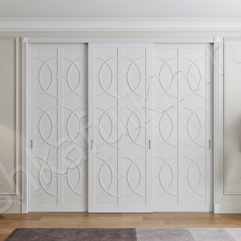 Изображение Шкаф-купе Ажур Светлые Белый Классика 3х створчатые Спальня Для вещей 2