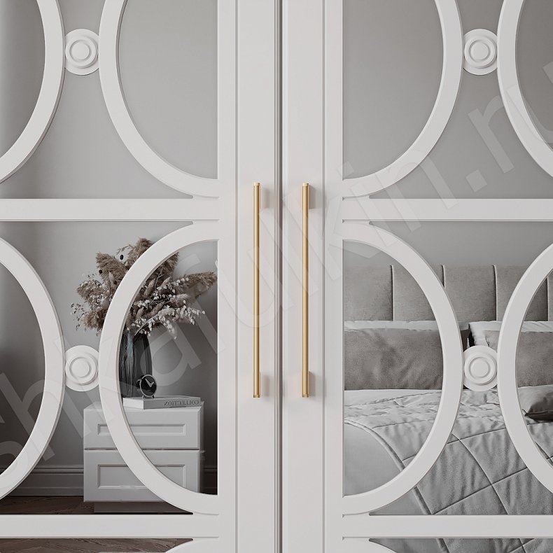 Шкаф Сантименто Белый Неоклассика 4х створчатые Спальня Для вещей 4