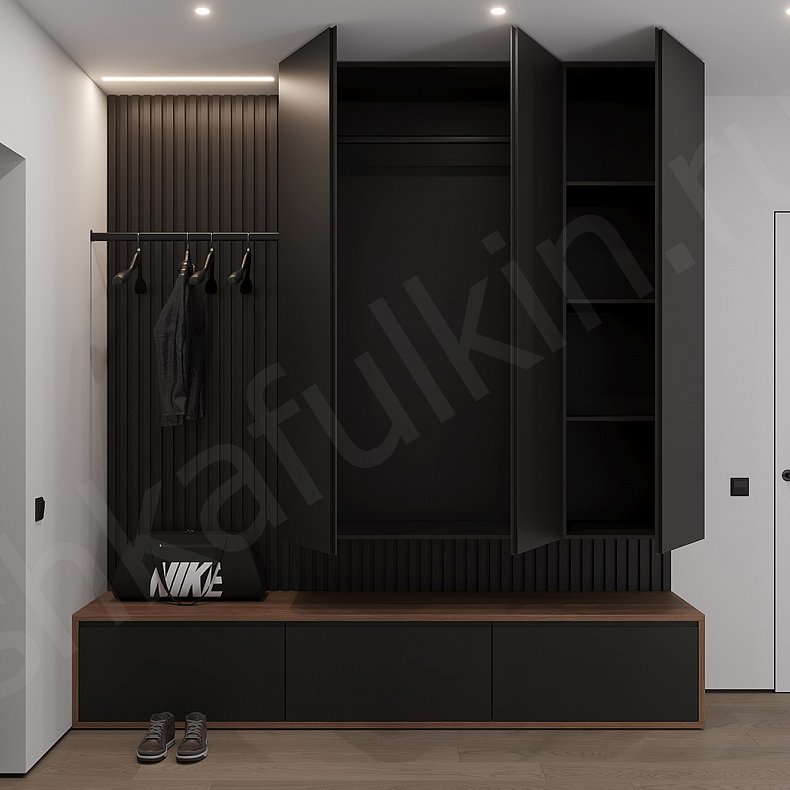 Прихожая Дафна Темные Древесный Черный Современный 3х створчатые Прихожая Для вещей 4