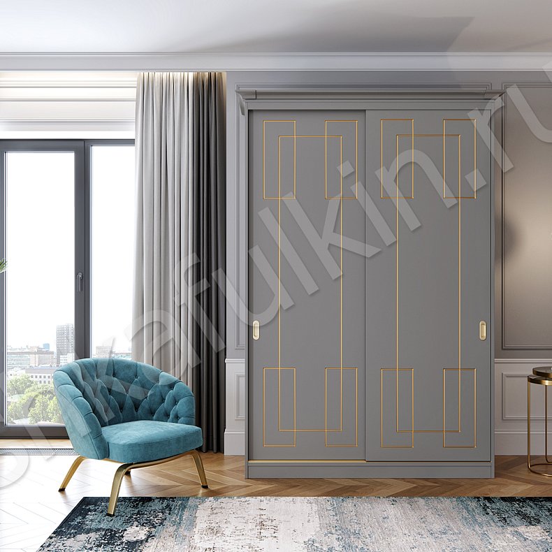 Корпусный шкаф-купе Маренго Золото Модерн 2х створчатые Гостиная Для вещей 1