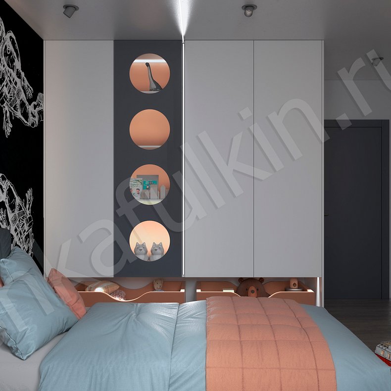 Изображение Детская Контерри Цветной Современный 3х створчатые Детская Для книг Для вещей 7