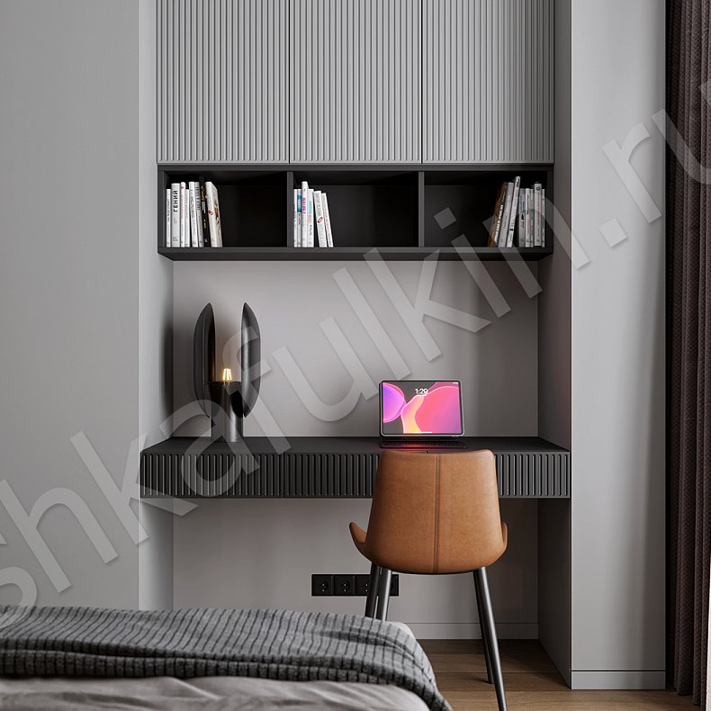 Изображение Гарнитур Жанель Светлые Серый Минимализм 6и створчатые Спальня Для белья Для книг Для вещей 7