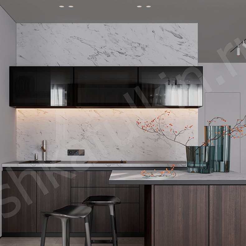 Изображение Кухня Луксор Темные Древесный Современный   Для посуды 5