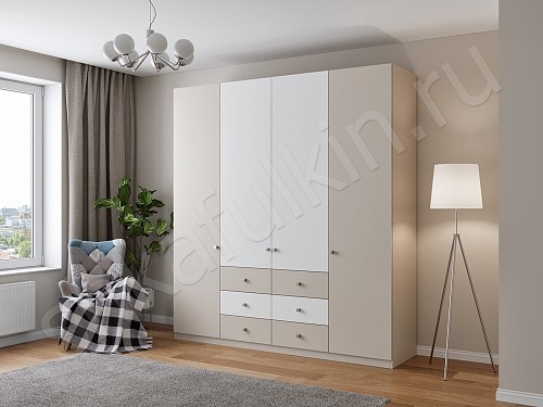 Корпусный шкаф Джерри Белый Прованс 4х створчатые Спальня 