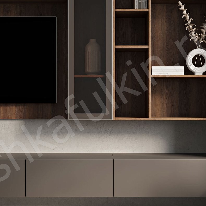 Изображение Стенка Арли Белый Темные Светлые Серый Коричневый Древесный Скандинавский Гостиная Под ТВ Для посуды Для декора Для книг 6