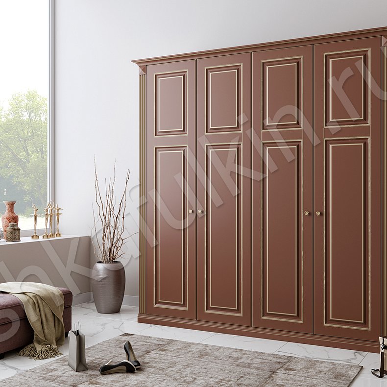 Изображение Корпусный шкаф Флоренция Цветной Коричневый Светлые Темные Классика 4х створчатые Гостиная Для вещей 3