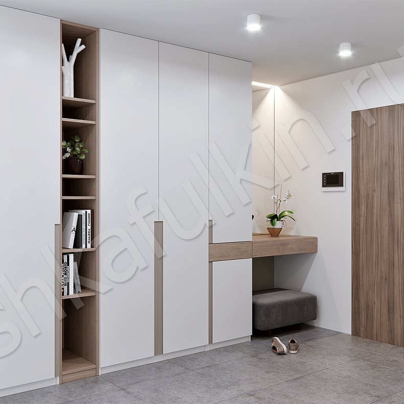 Изображение Прихожая Милан Белый Древесный Светлые Хай-тек 4х створчатые Прихожая Для вещей 1