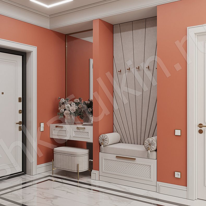 Прихожая Танзано Светлые Белый Неоклассика 4х створчатые Прихожая Для вещей 1