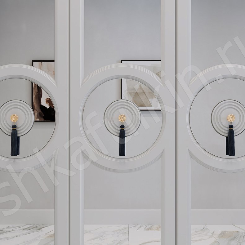 Прихожая Виктория Белый Золото Светлые Неоклассика 3х створчатые Прихожая Для вещей 4