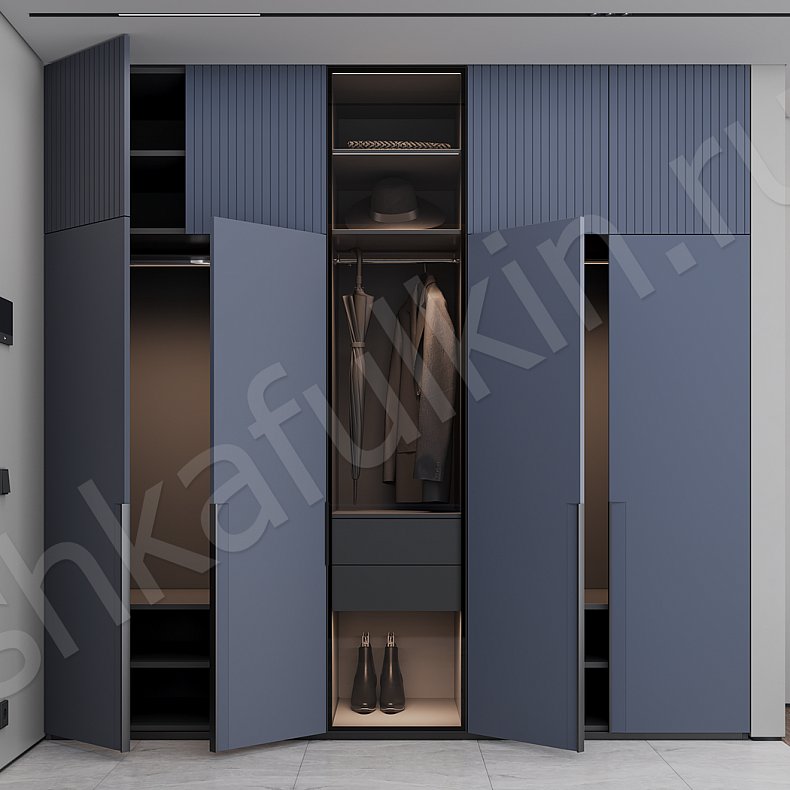Изображение Прихожая Партенио Синий Темные Минимализм 5и створчатые Прихожая Для вещей 2