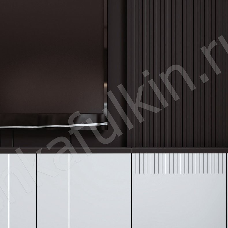 Изображение Стенка Фредерик Черный Светлые Серый Современный 6и створчатые Гостиная Для книг Под ТВ Для вещей 6