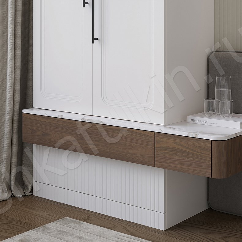 Гарнитур Анфилада Светлые Древесный Белый Современный 2х створчатые Спальня Для вещей Для белья 3