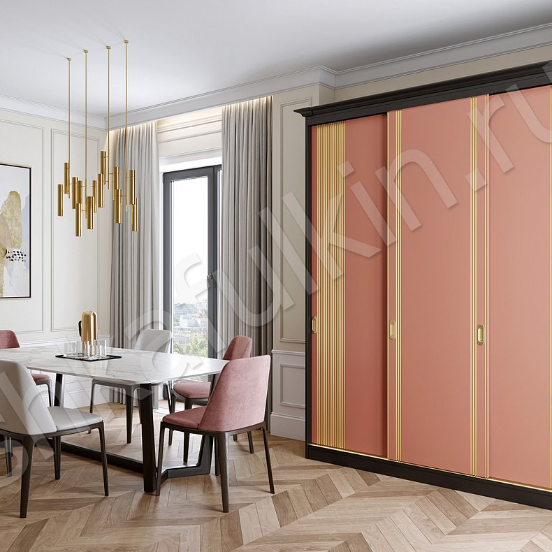 Корпусный шкаф-купе Сиена Светлые Красный Цветной Модерн 3х створчатые Гостиная Для вещей