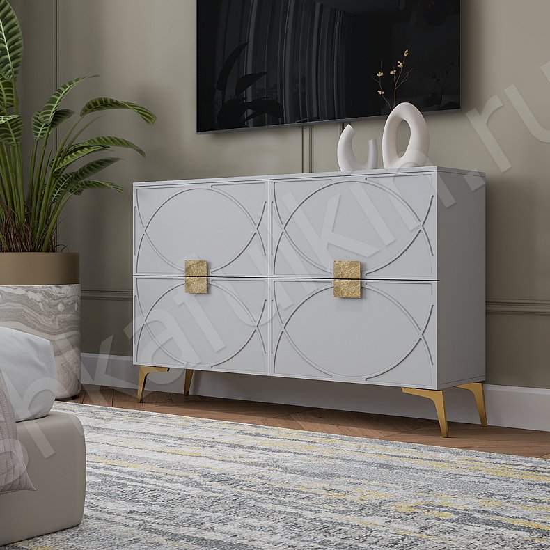 Гарнитур Арива Белый Розовый Светлые Неоклассика 4х створчатые Спальня Для белья 15