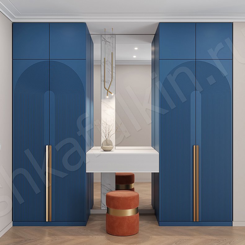 Шкаф в прихожую Олимп Темные Синий Цветной Неоклассика 4х створчатые Прихожая Для вещей
