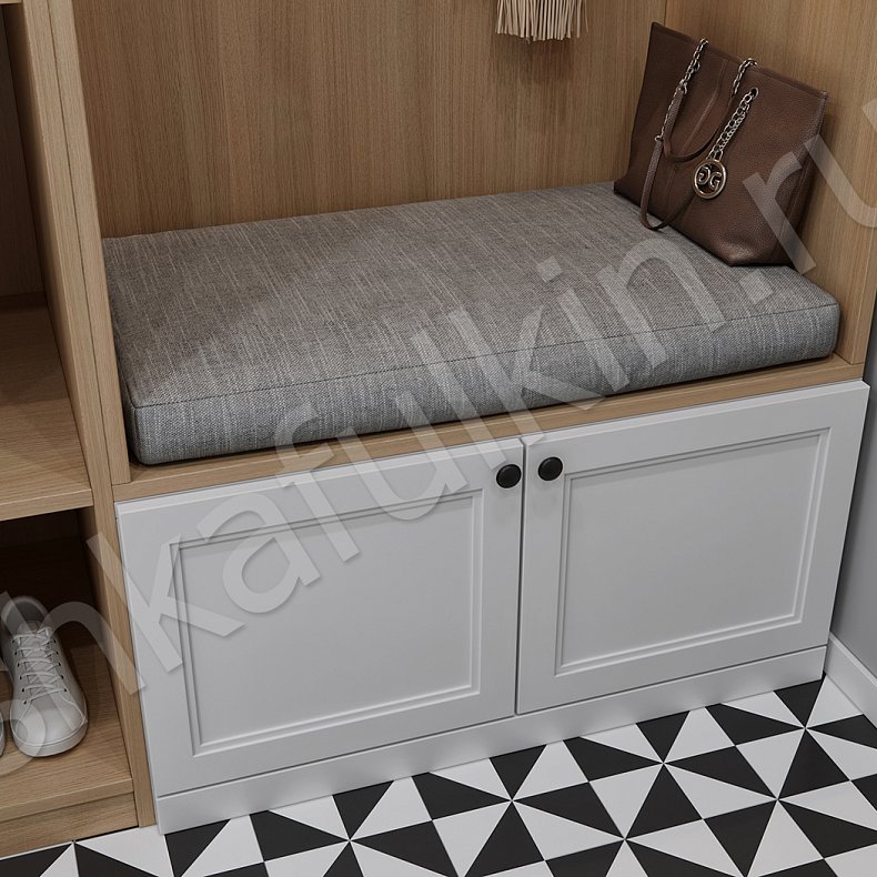 Прихожая Хюгге Белый Древесный Светлые Скандинавский 4х створчатые Прихожая Для вещей 7