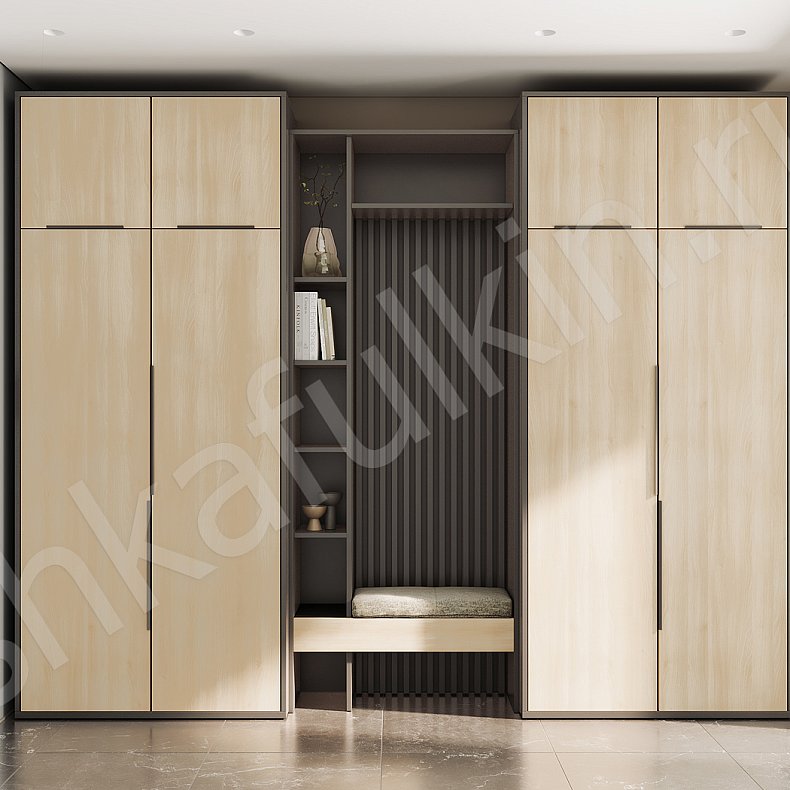 Изображение Прихожая Ларри Черный Белый Древесный Коричневый Серый Светлые Темные Минимализм 4х створчатые Прихожая Для вещей 3