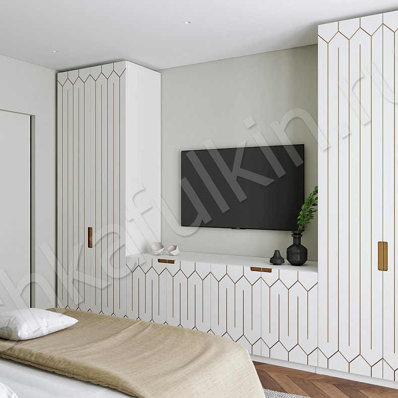 Гарнитур Франческа Белый Серый Светлые Золото Современный 2х створчатые Спальня Для вещей