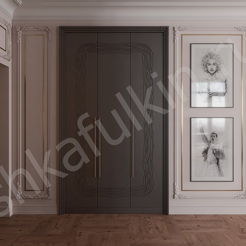 Прихожая Сезанн Черный Темные Неоклассика 3х створчатые Прихожая Для вещей 5