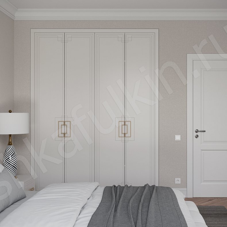 Изображение Встроенный шкаф Метрополитан Белый Светлые Неоклассика 4х створчатые Спальня Для вещей 1