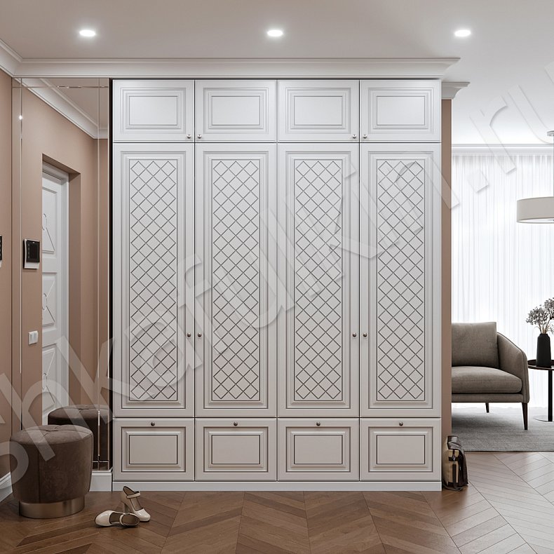 Прихожая Наоми Светлые Белый Классика 4х створчатые Прихожая Для вещей