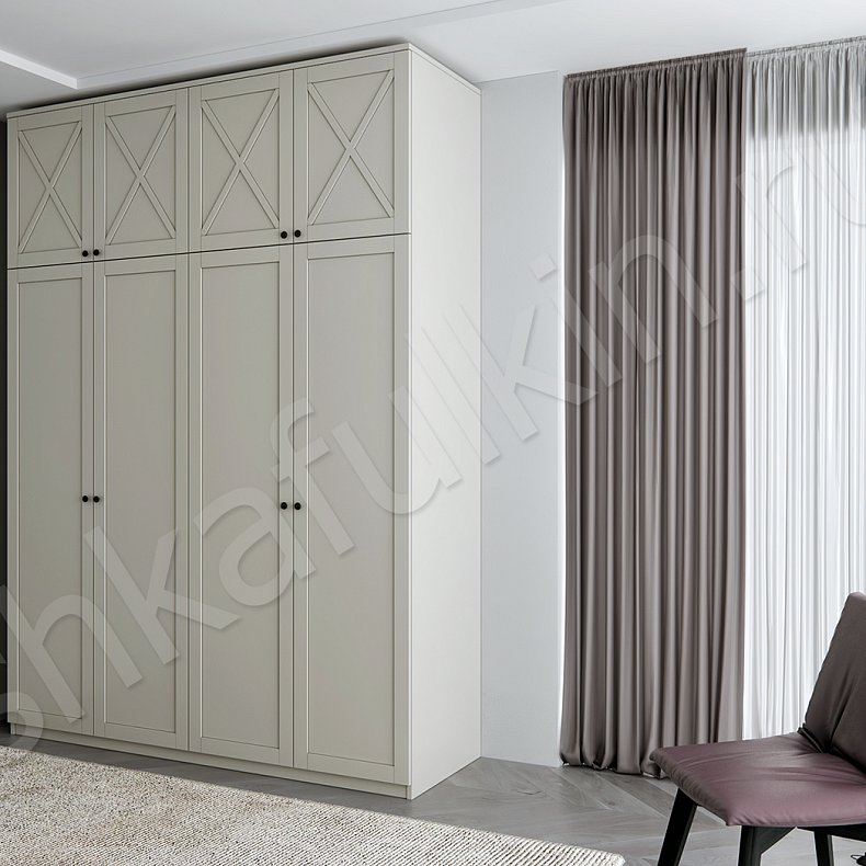 Изображение Корпусный шкаф Луи Белый Цветной Красный Светлые Неоклассика 4х створчатые Спальня Для вещей 1