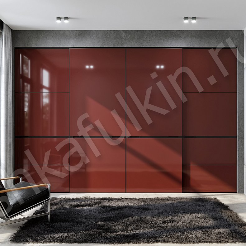 Изображение Встроенный шкаф-купе Нова Красный Темные Современный 4х створчатые Гостиная Для вещей 2