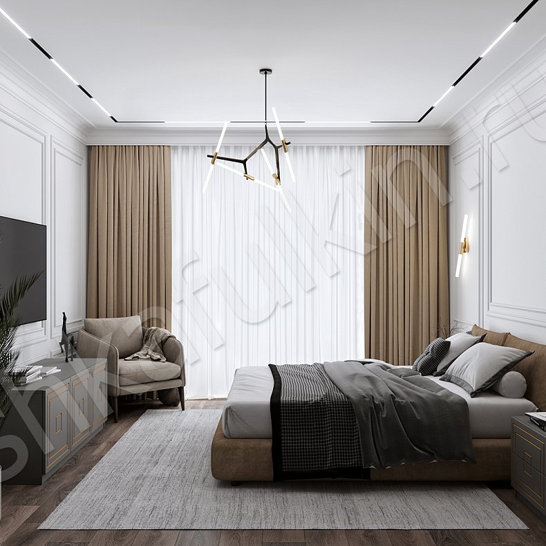 Изображение Гарнитур Дельта Золото Светлые Серый Модерн 4х створчатые Спальня Для вещей 5