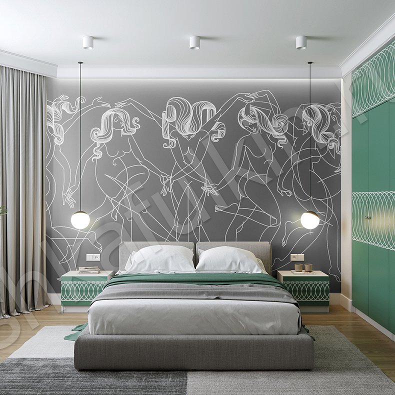 Изображение Гарнитур Вернисаж Белый Цветной Розовый Светлые Темные Зеленый Неоклассика 4х створчатые Спальня Для вещей 5