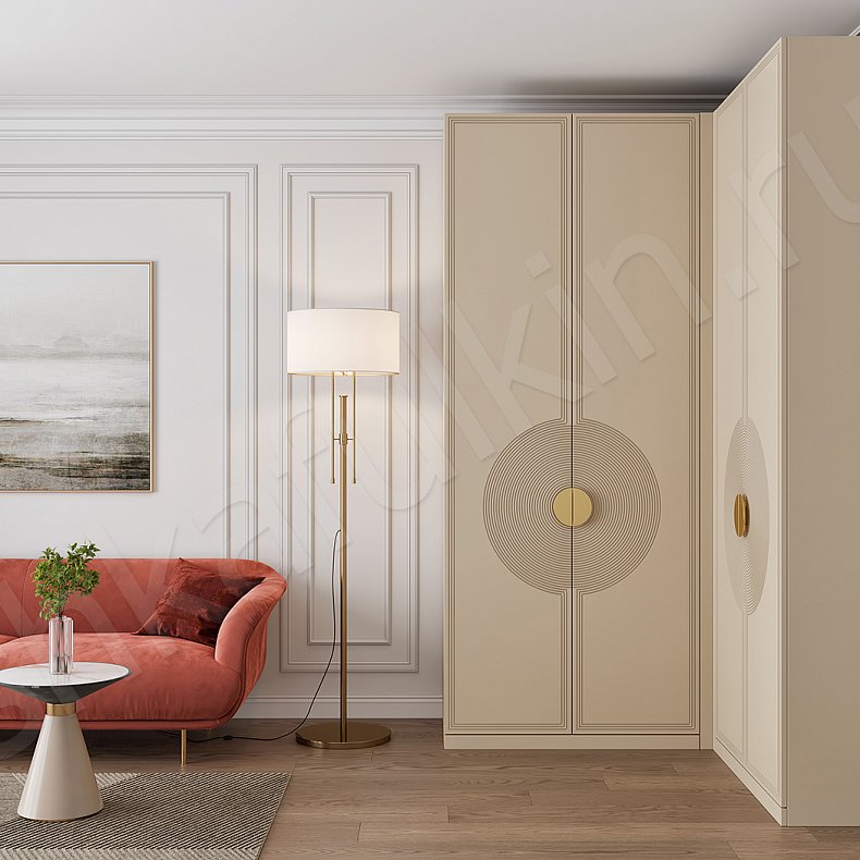 Изображение Угловой шкаф Ришелье Светлые Неоклассика 4х створчатые Гостиная Для вещей 1