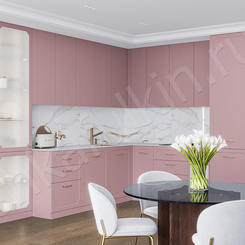 Кухня Санремо Синий Цветной Розовый Светлые Неоклассика   Для книг Для декора