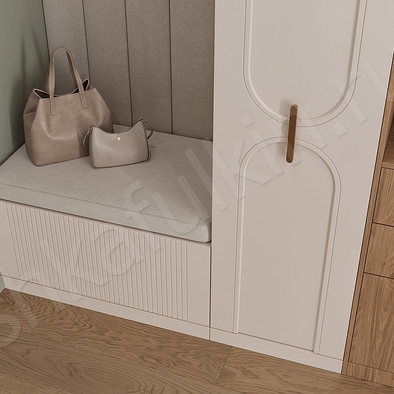 Прихожая Айвенго Светлые Древесный Белый Современный 2х створчатые Прихожая Для вещей 2