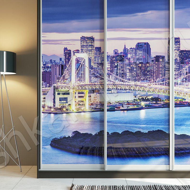 Корпусный шкаф-купе Сити Светлые Цветной Модерн 4х створчатые Гостиная Для вещей 5