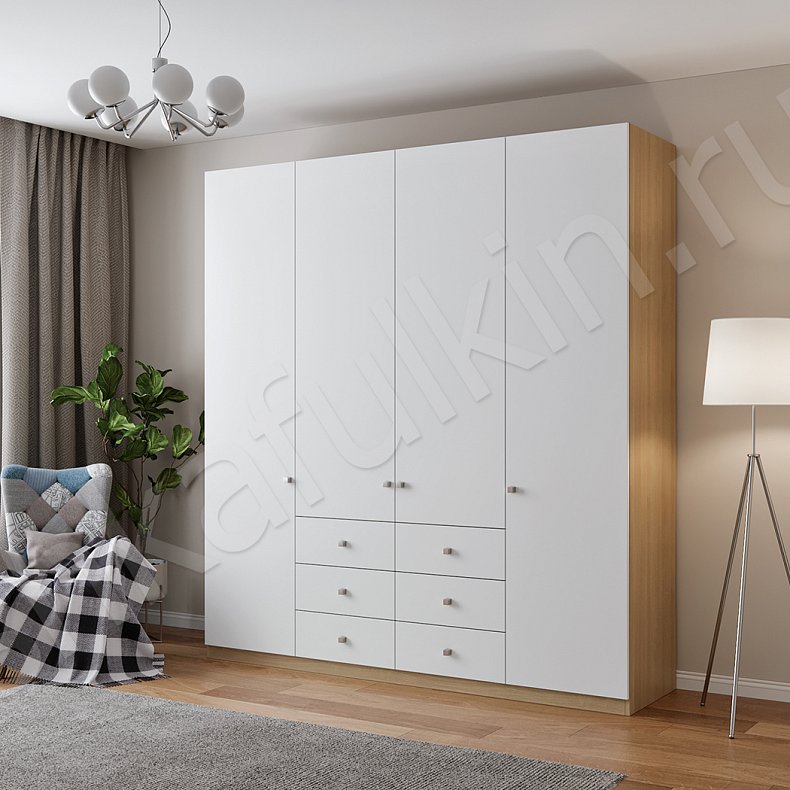 Шкаф Джерри Темные Светлые Коричневый Черный Белый Скандинавский 4х створчатые Гостиная Для вещей Для белья