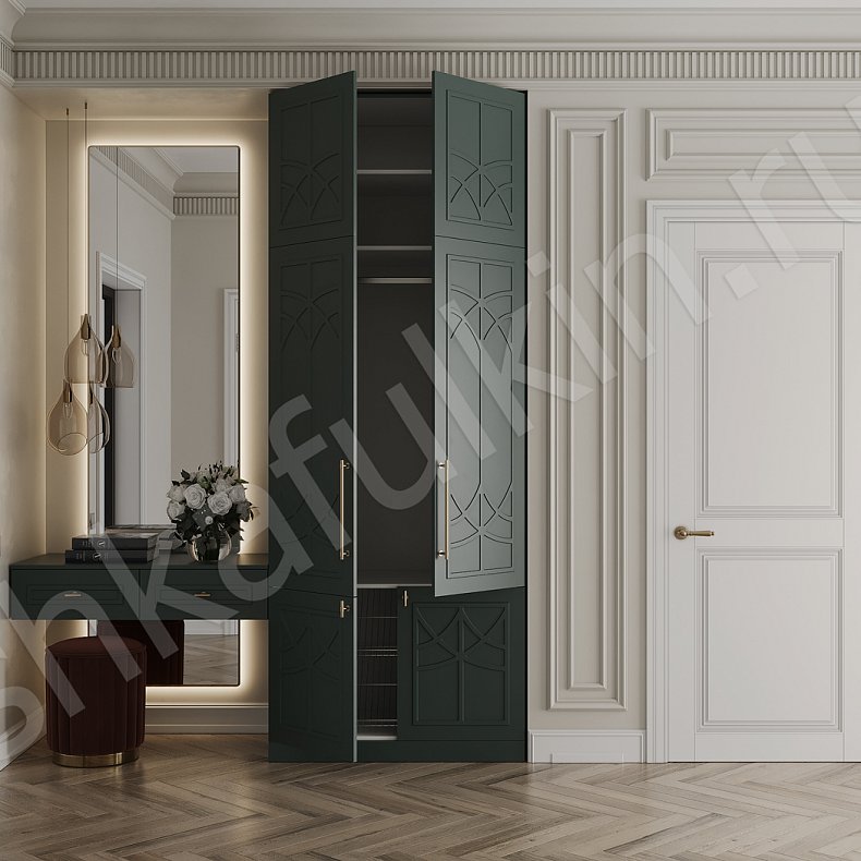 Прихожая 2 двери Стефани Темные Зеленый Неоклассика 2х створчатые Прихожая Для вещей 4