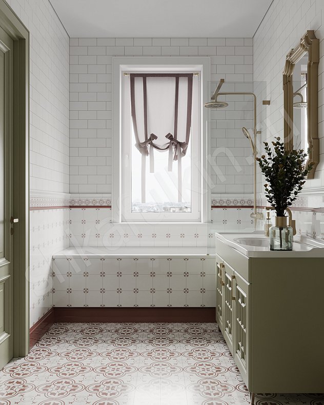 Мебель в ванную Антида Зеленый Светлые Цветной Неоклассика   Для вещей 3