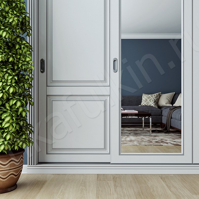 Шкаф-купе Монблан Белый Светлые Серый Классика 4х створчатые Спальня Для вещей 5