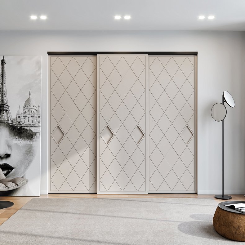 Встроенный шкаф-купе Ромуальд Коричневый Светлые Современный 3х створчатые Гостиная Для вещей 1