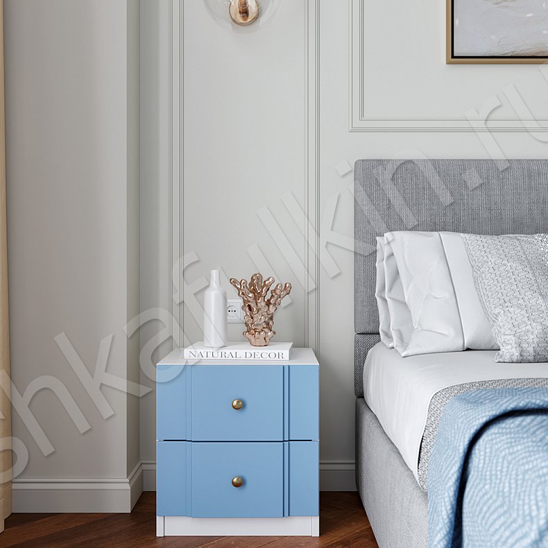 Гарнитур Лимассол Цветной Синий Светлые Современный 4х створчатые Спальня Для белья Для вещей 3