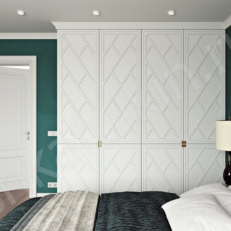 Изображение Гарнитур Эверест Белый Светлые Неоклассика 4х створчатые Спальня Для белья Для книг Для вещей 4