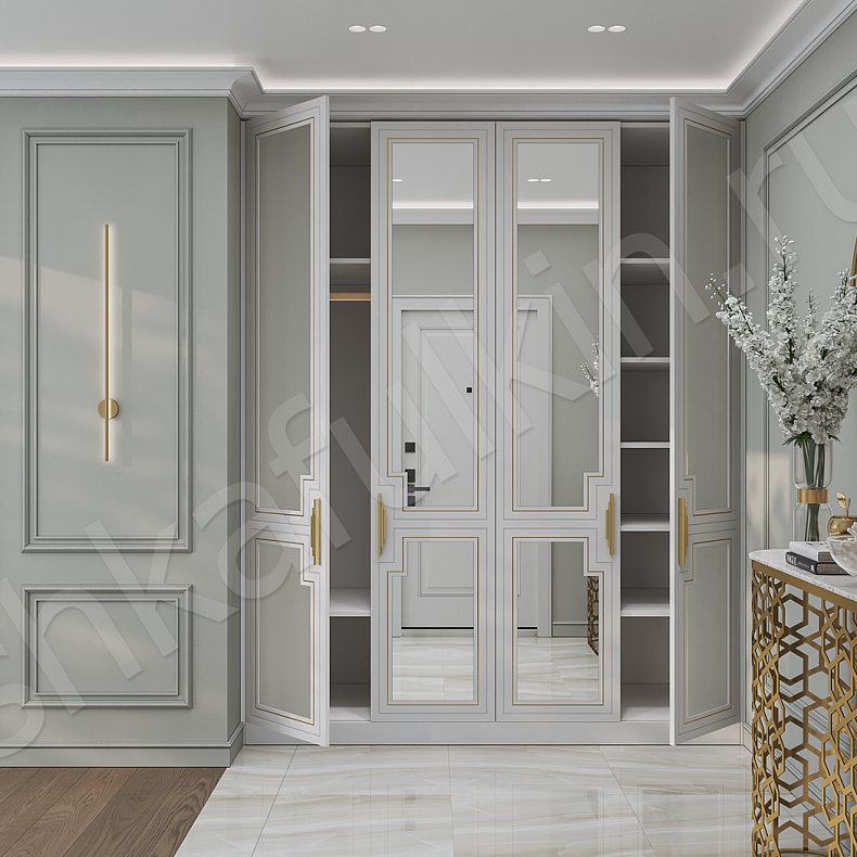 Прихожая Аурелия Светлые Белый Классика 4х створчатые Прихожая Для вещей 5