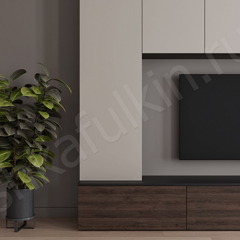 Изображение Стенка Соло Серый Белый Черный Древесный Светлые Темные Скандинавский 2х створчатые Гостиная Для книг Для декора Под ТВ 13