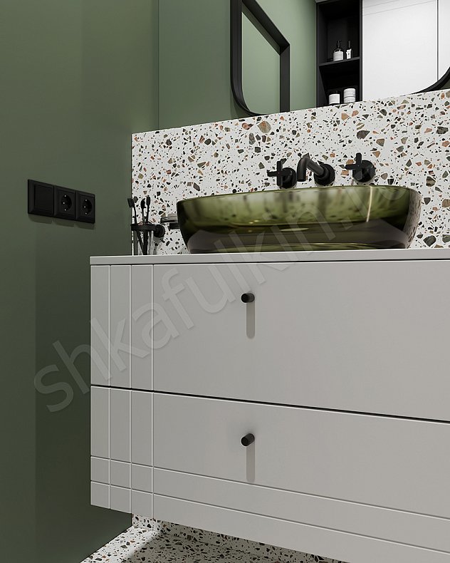 Мебель в ванную Монтекки Светлые Черный Белый Современный   Для вещей 4