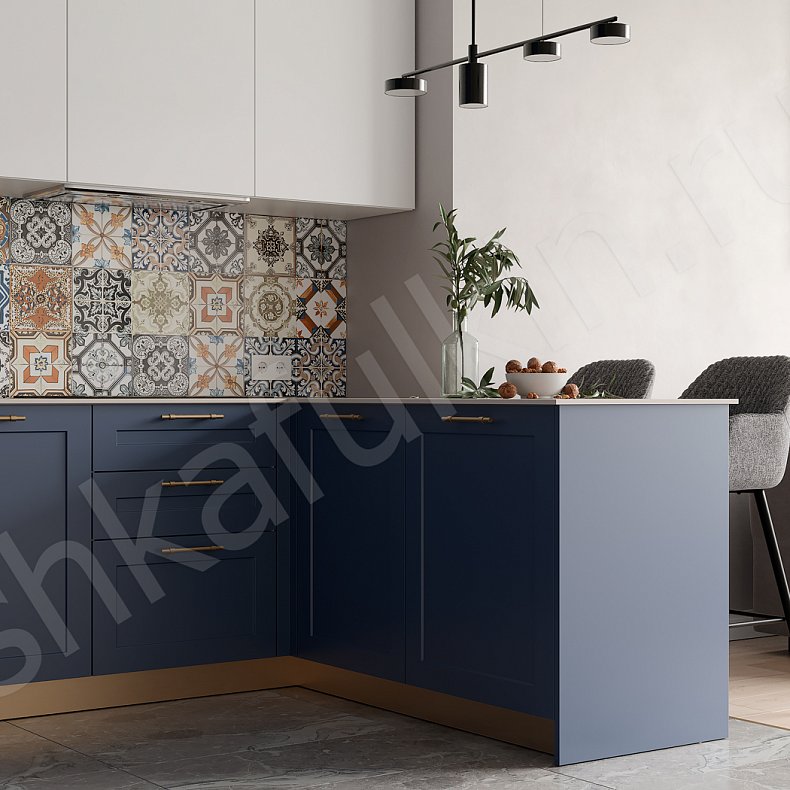 Изображение Кухня Атлантида Светлые Синий Цветной Белый Неоклассика   Для посуды 4