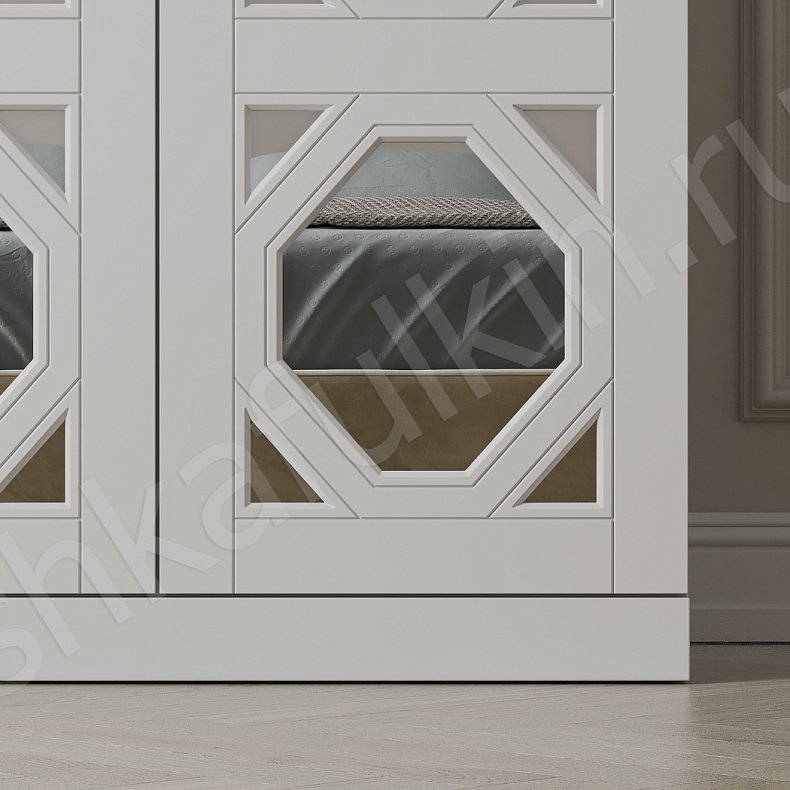 Изображение Шкаф Инфинити Белый Неоклассика 4х створчатые Спальня Для вещей 3