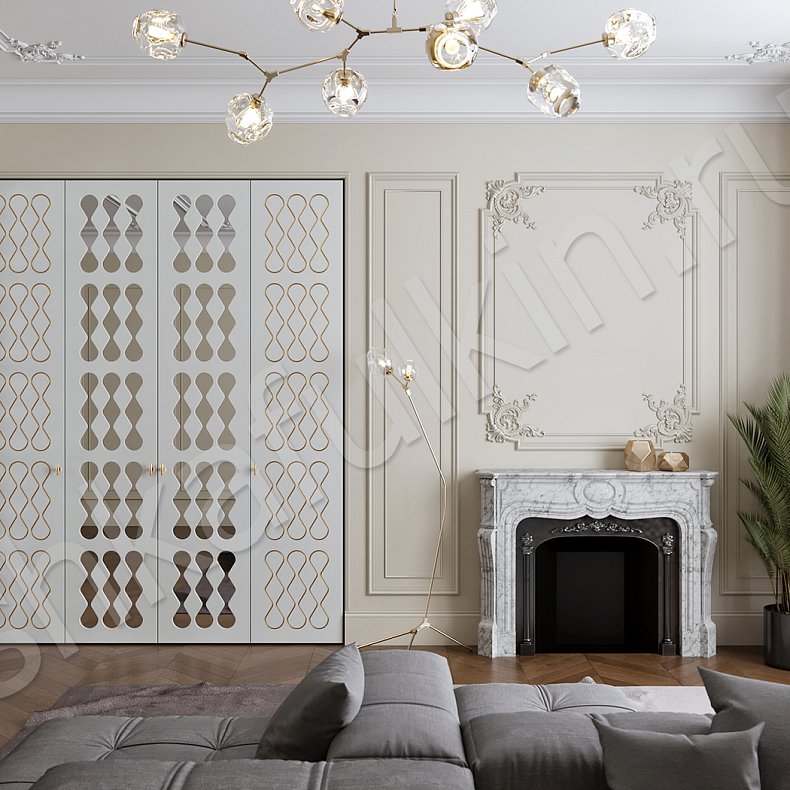 Шкаф Молекула Светлые Белый Современный 6и створчатые Гостиная Для вещей 2