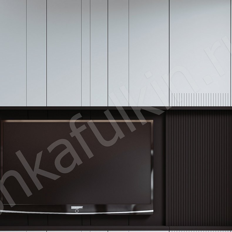 Изображение Стенка Фредерик Черный Светлые Серый Современный 6и створчатые Гостиная Для книг Под ТВ Для вещей 4